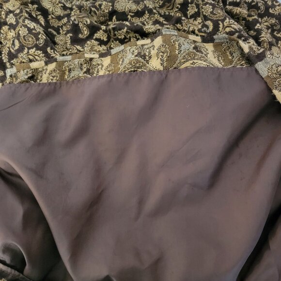 VTG Sag Harbor Womens Midi Skirt Faux Wrap Sz 2XL Brown & Gold Brocade Preppy - Picture 7 of 12